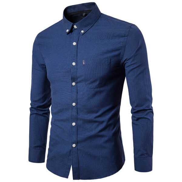 Men S Shirts Korean Men Slim Long Sleeve Dress Shirt - Image 4