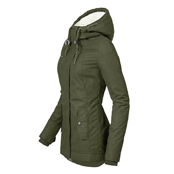 Hot Style Ladies Long-Sleeved Zipper Pocket Padded Coat Jacket - Image 5