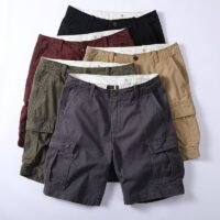 Retro Mens Outdoor Relaxed-fit Mid-length Cargo Pants With Multiple Pockets
