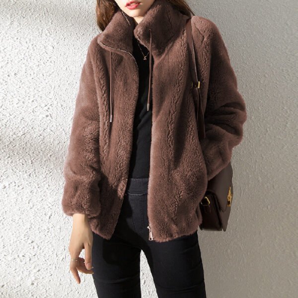 Double Faced Fleece Warm High Neck Sweater Women Cardigan - Image 10