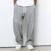 Mens Relaxed-fit Waffle-knit Wide-leg Athleisure Pants