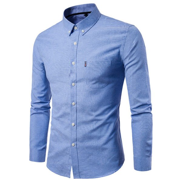 Men S Shirts Korean Men Slim Long Sleeve Dress Shirt - Image 3
