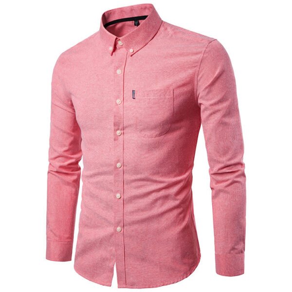 Men S Shirts Korean Men Slim Long Sleeve Dress Shirt - Image 8