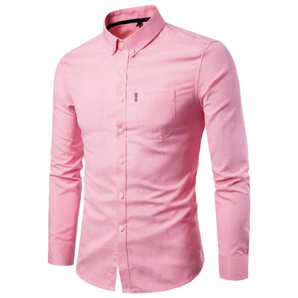 Men S Shirts Korean Men Slim Long Sleeve Dress Shirt - Image 5
