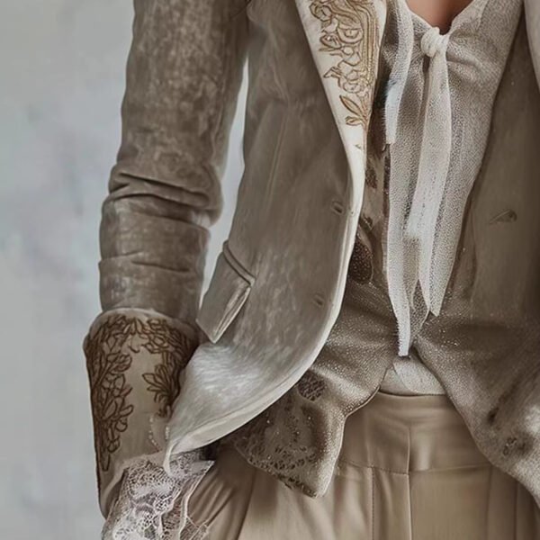 Womens Fashion Printed Lapel Flare-Sleeve Blazer