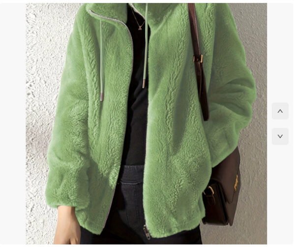 Double Faced Fleece Warm High Neck Sweater Women Cardigan - Image 4
