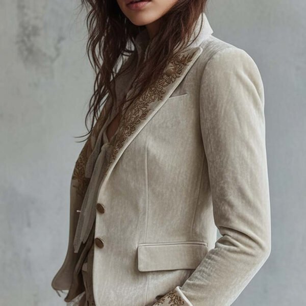 Womens Fashion Printed Lapel Flare-Sleeve Blazer - Image 5