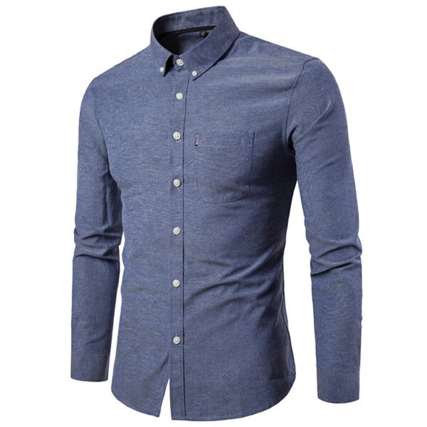 Men S Shirts Korean Men Slim Long Sleeve Dress Shirt - Image 7