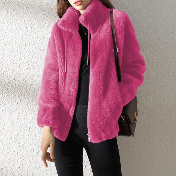 Double Faced Fleece Warm High Neck Sweater Women Cardigan - Image 8